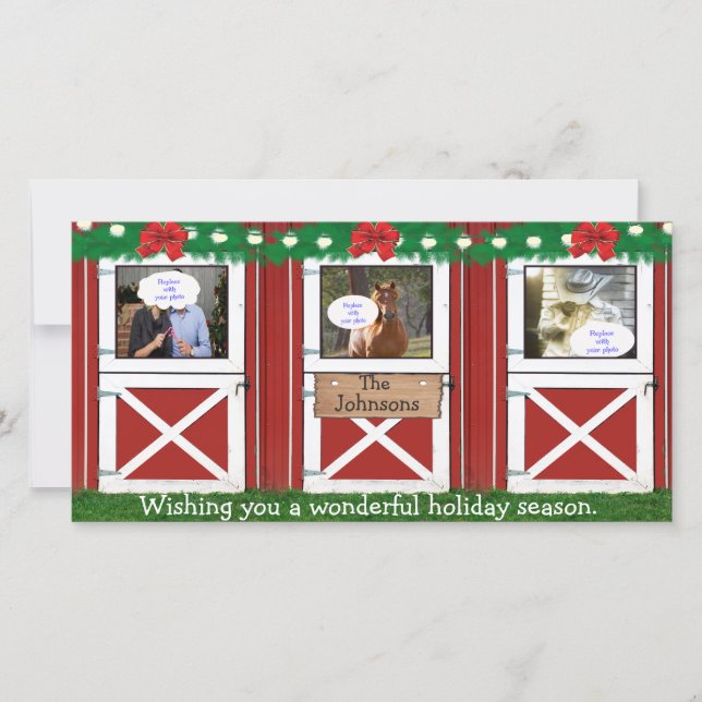Red Barn Door Custom Photo Card ( 3 door) #2 (Front)