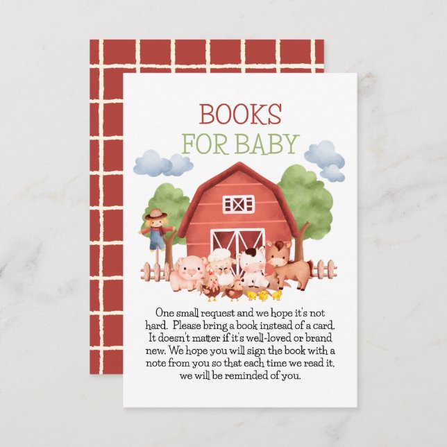 Red Barn Farm Books for Baby Enclosure Card (Front/Back)