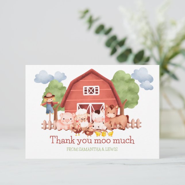 Red Barn Farm Thank You Card (Standing Front)