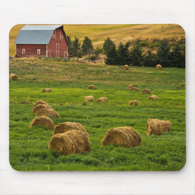 Red Barn, hay bales, Albion, Palouse Area 2 Mouse Pad (Front)