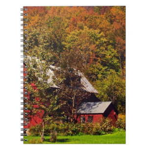 Red Barn in Autumn Spiral Notebook