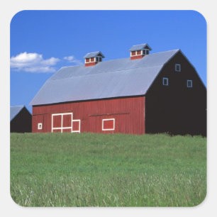 Red barn in Latah County, Idaho state PR MR) Square Sticker