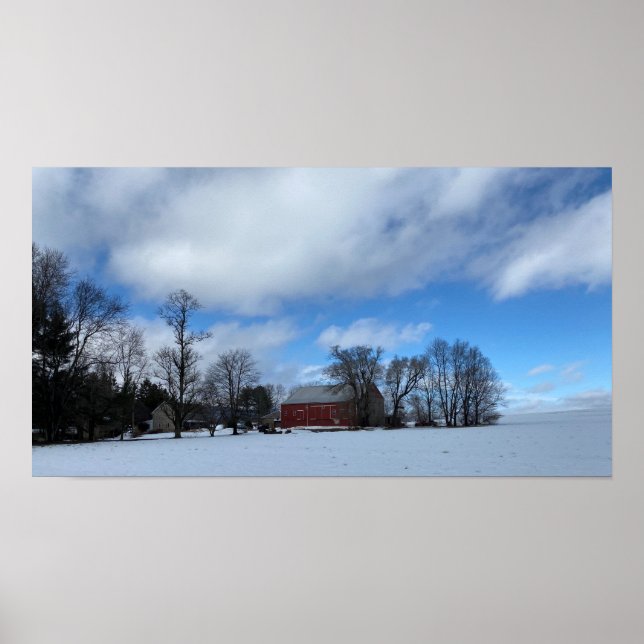 Red Barn in Snow Poster (Front)