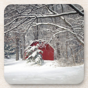 Red Barn in the Snow 2011 Coaster