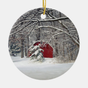 Red Barn in the Snow 2011 Ornament