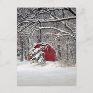 Red Barn in the Snow 2011 Postcard