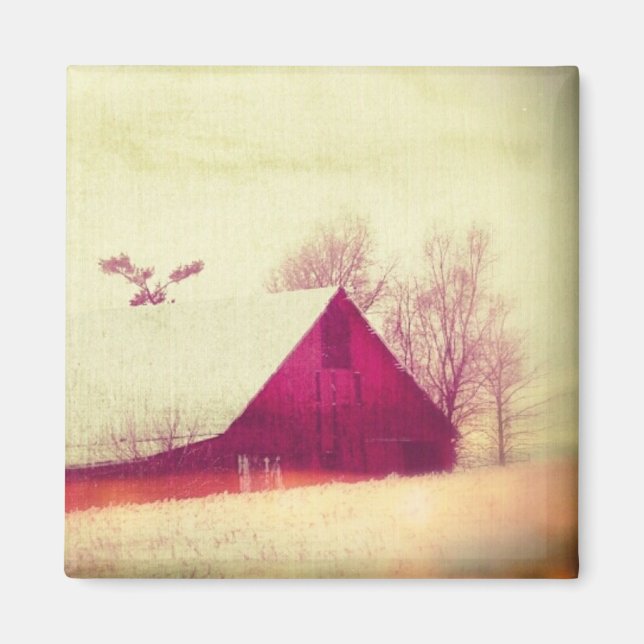 Red Barn in Winter Magnet (Front)