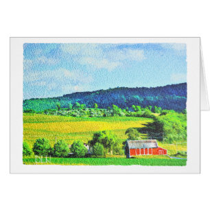 Red Barn/Landscape Art/Watercolor Look