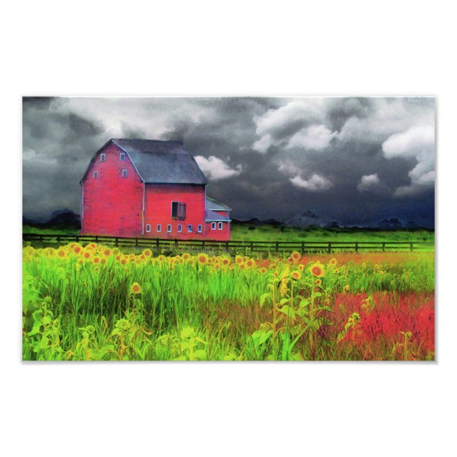 Red barn, nature photography, country home decor photo print (Front)