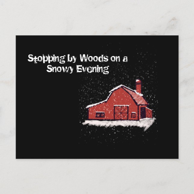 Red Barn on a Snowy Night Holiday Postcard (Front)