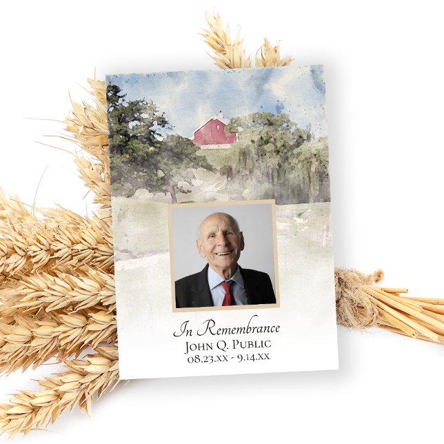 Red Barn on Hill Country Farm Death Anniversary Invitation (Creator Uploaded)