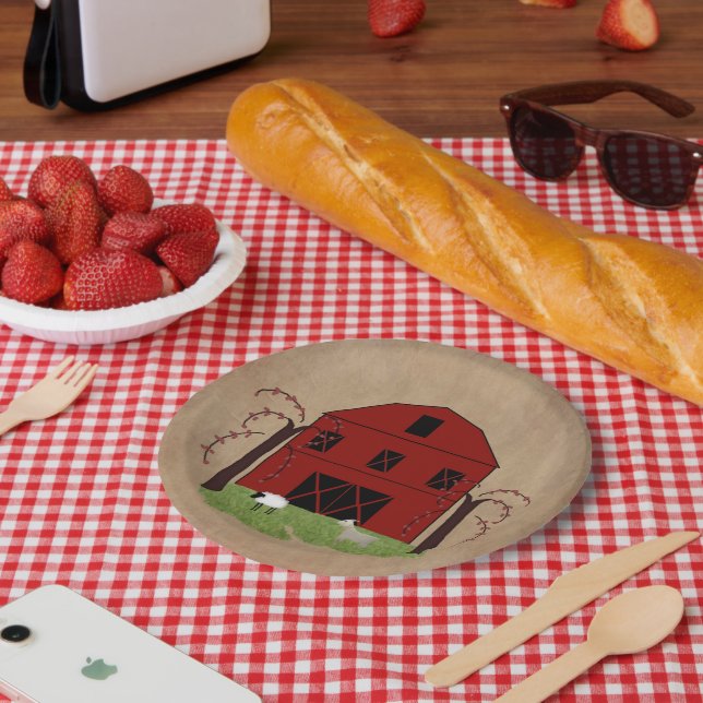 Red Barn Paper Plate (Picnic)