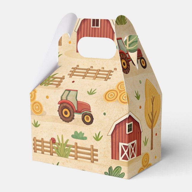 Red Barn Red Tractor Farm Favour Box (Front Side)