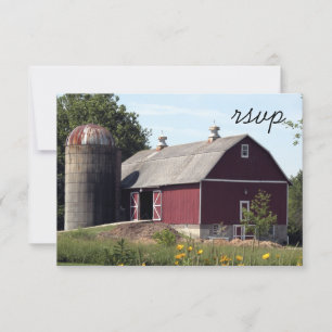 Red Barn Silo Country Wedding RSVP Response Card