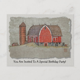 Red Barn & Silo Invitation