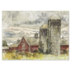 Red Barn Silo's on a Deserted Farm 