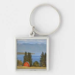 Red barn sits along scenic Flathead Lake near Key Ring