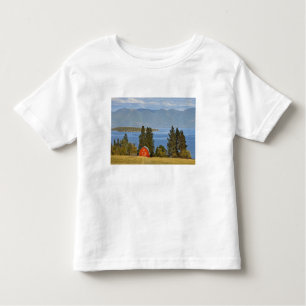 Red barn sits along scenic Flathead Lake near Toddler T-Shirt