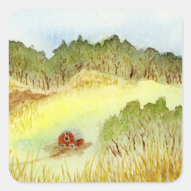 Red Barn Square Sticker (Front)