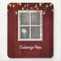Red Barn Window & Lights Rustic Country Farmhouse