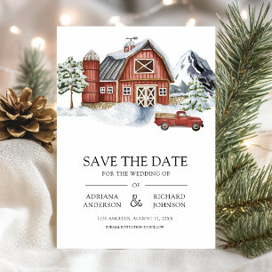 Red Barn Winter Christmas QR Code Photo Wedding Save The Date