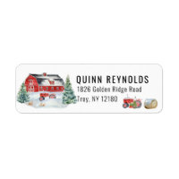 Red Barn | Winter Farm Themed Return Address Label