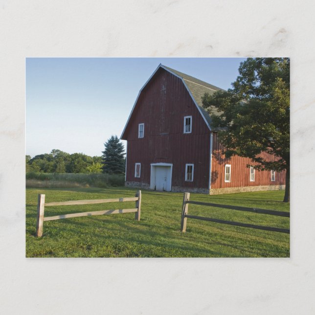 Red Barn with Fence Postcard (Front)