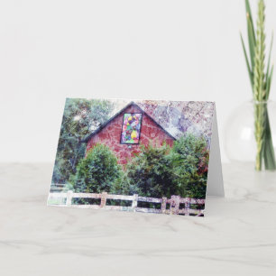 Red Barn With Quilt Grunge Card