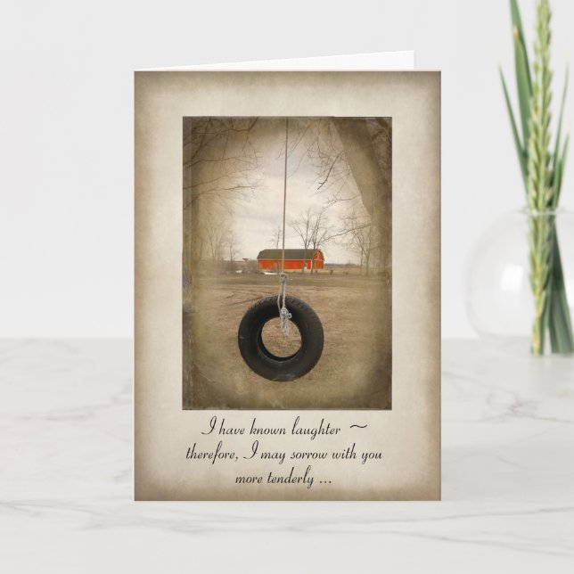 Red Barn with Tire Swing Sympathy  Card (Front)