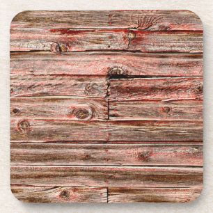 red barn wood coaster set