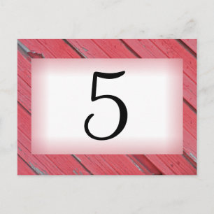 Red Barn Wood Country Wedding Table Number Postcard
