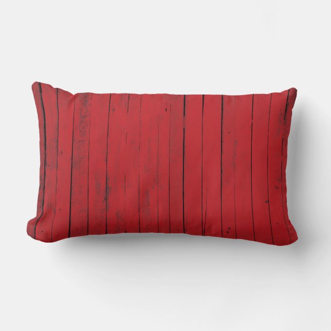 Red Barn Wood Siding Country Farmhouse Lumbar Cushion (Front)