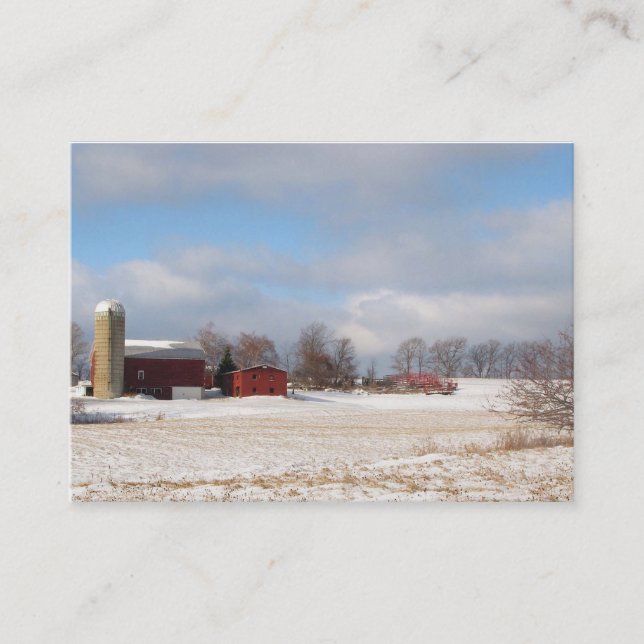 Red Barns in Winter ATC Business Card (Front)