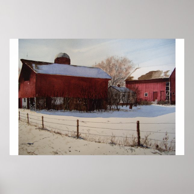 Red Barns in Winter- poster (Front)