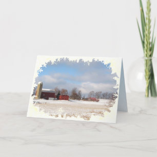 Red Barns Seasons Greetings Holiday Card