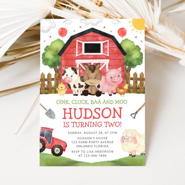 Red Barnyard Farm Birthday Invitation (Creator Uploaded)