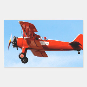 Red Baron Bi Plane Rectangular Sticker