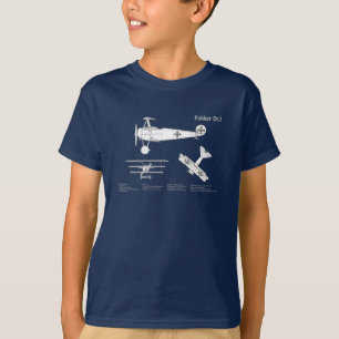 Red Baron Fokker Dr.1 - Aeroplane Blueprint ABD T-Shirt