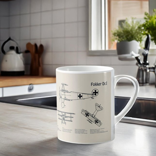 Red Baron Fokker Dr.1 - Aeroplane Blueprint SD Coffee Mug (Creator Uploaded)