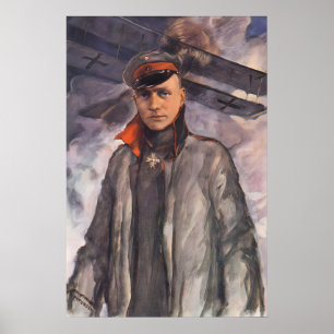 Red Baron WWI Propaganda Poster Manfred von