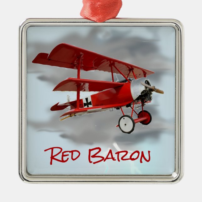 Red Baron's Fokker Triplane Metal Tree Decoration (Front)