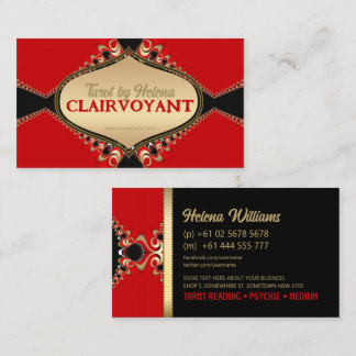 Red Baroque Elegante Tarot Business Cards