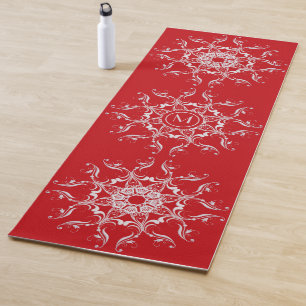 Red baroque Mandala design. yoga mat