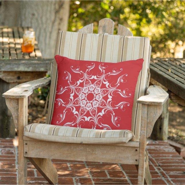 Red Baroque Style Snowflake Cushion (Chair)