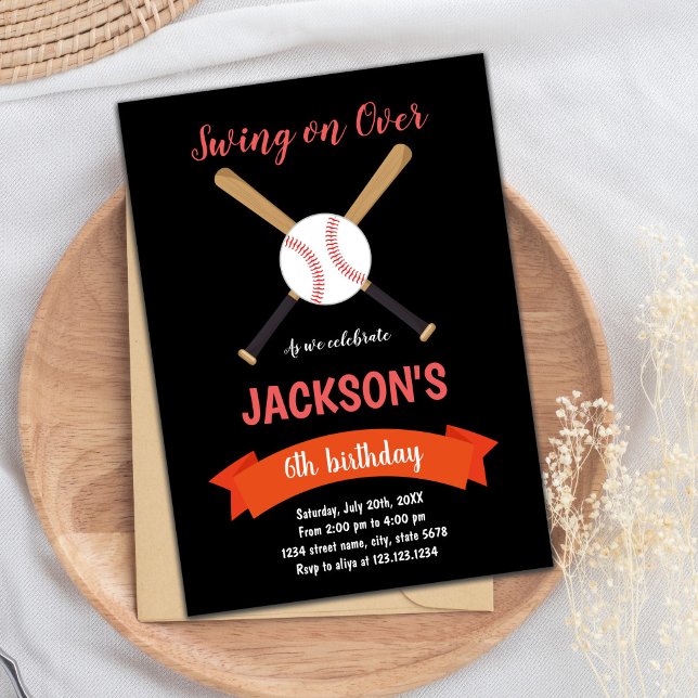 Red Baseball Birthday Invitation (Red Baseball Birthday Invitations)