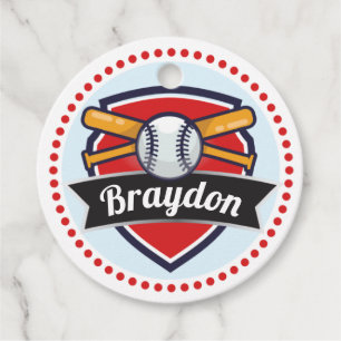 Red Baseball Birthday Party Gift Favour Tags