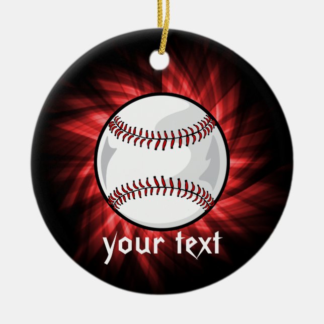 Red Baseball Ceramic Tree Decoration (Front)