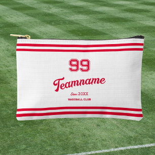 Red Baseball Club Custom Player Number & Team Name Accessory Pouch