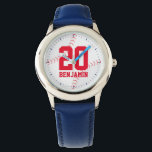 Red Baseball Jersey Number Watch<br><div class="desc">Sports themed design perfect for boys and girls of all ages.</div>