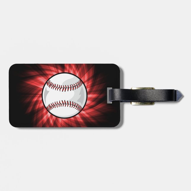 Red Baseball Luggage Tag (Back Horizontal)